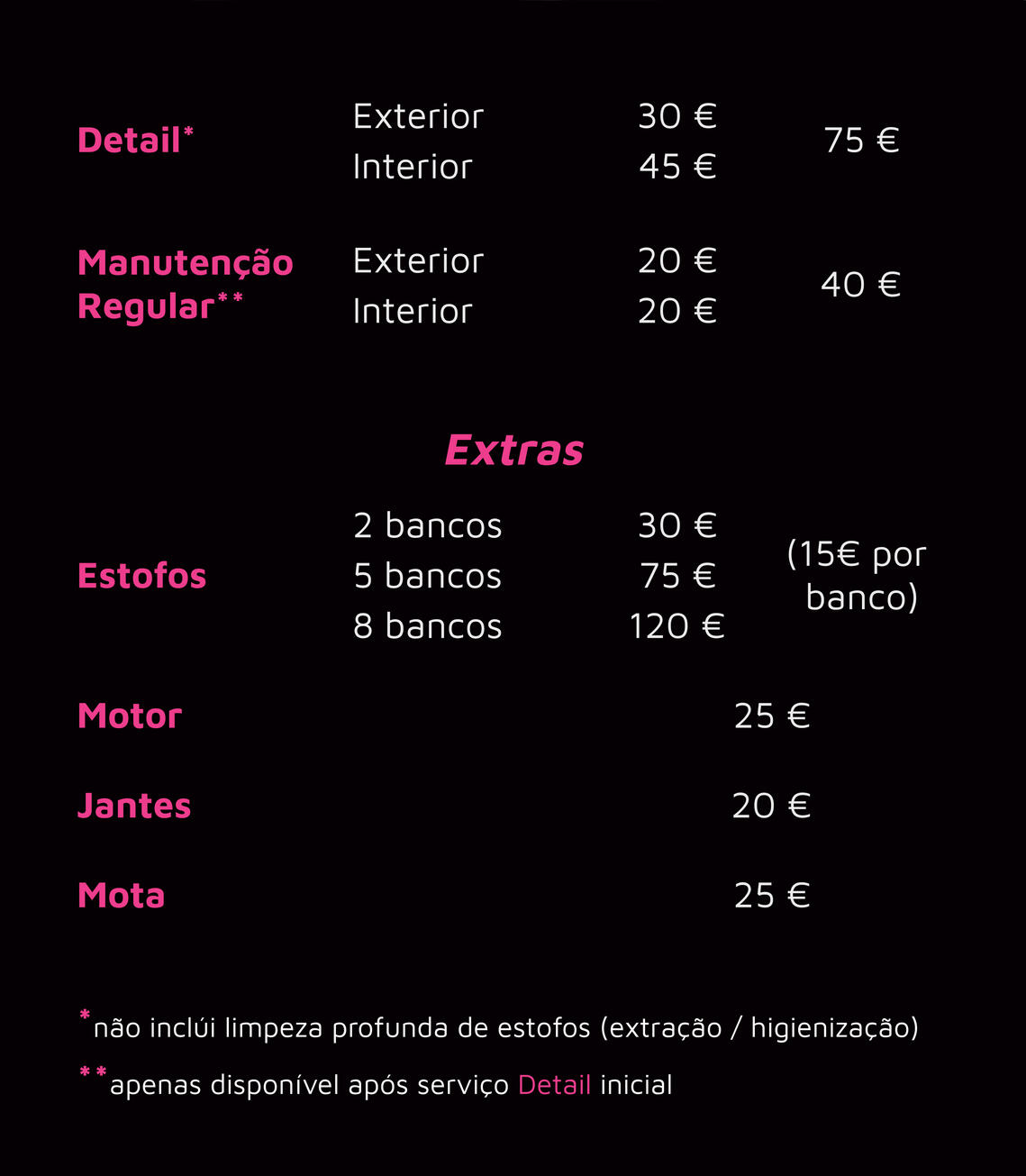 Tabela de Preços